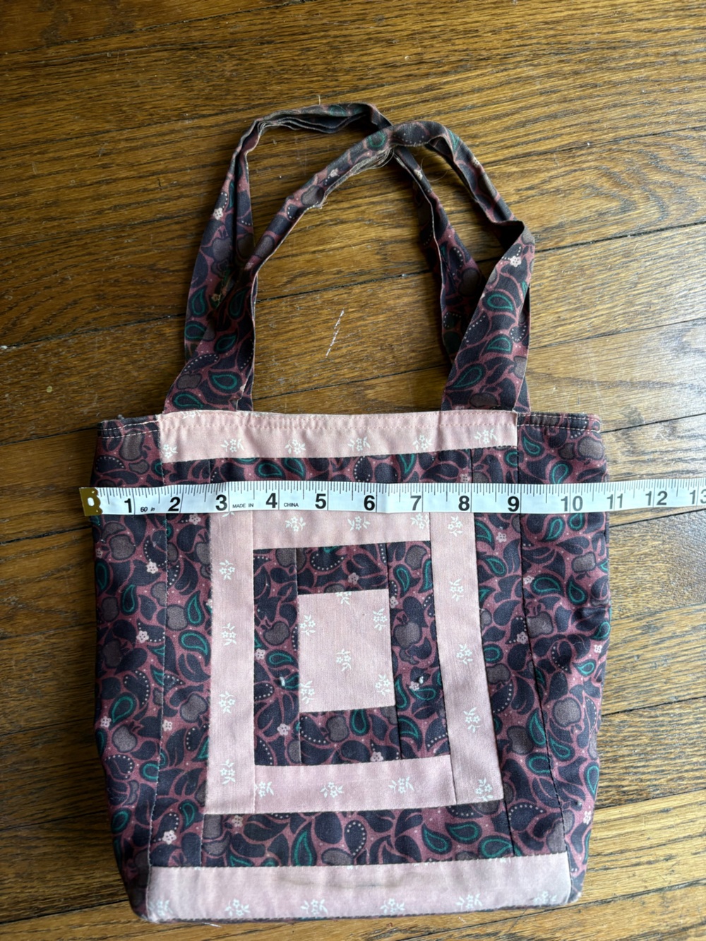 Handmade Pink & Burgundy Quilted Tote Bag - Picture 4 of 5